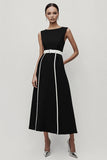 Black A Line Maxi Dress with Belt