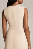 Champagne A Line Round Neck Mini Dress
