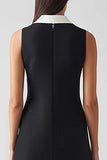 Black Sheath Lapel Neck Midi Dress
