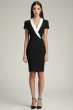 Black Bodycon Short Sleeve Midi Dress