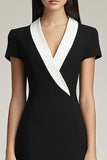 Black Bodycon Short Sleeve Midi Dress