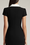 Black Bodycon Short Sleeve Midi Dress