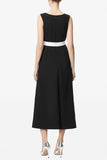 Black Boat Neck A Line Maxi Dress