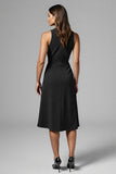 Black A Line Ruched Midi Dress