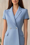 Bodycon Dusty Blue V-Neck Mini Dress