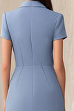 Bodycon Dusty Blue V-Neck Mini Dress