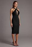Halter Burgundy Cut Out Tight Formal Dress