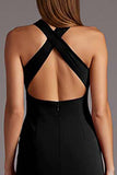 Halter Burgundy Cut Out Tight Formal Dress