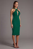 Halter Burgundy Cut Out Tight Formal Dress
