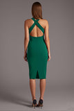 Halter Burgundy Cut Out Tight Formal Dress