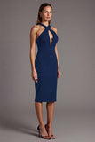 Halter Burgundy Cut Out Tight Formal Dress