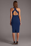 Halter Burgundy Cut Out Tight Formal Dress