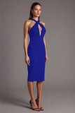 Halter Burgundy Cut Out Tight Formal Dress