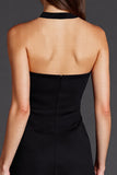 Halter Black A Line Formal Dress with Slit