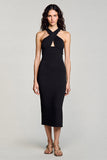 Halter Black Tight Formal Dress with Hollow Out