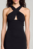 Halter Black Tight Formal Dress with Hollow Out