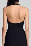 Halter Black Tight Formal Dress with Hollow Out