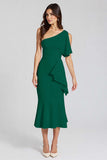 Meimaid One Shoulder Ivory Ruffled Formal Dress