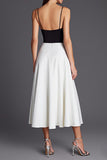 Ivory and Black A Line Spaghetti Straps Formal Dress