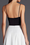 Ivory and Black A Line Spaghetti Straps Formal Dress