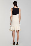 Ivory and Black Sheath Formal Dress with Ruffles