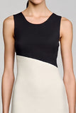 Ivory and Black Sheath Formal Dress with Ruffles