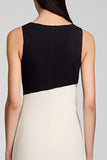 Ivory and Black Sheath Formal Dress with Ruffles