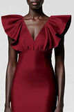 Black Sheath Formal Dress with Ruffle Sleeves