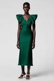 Black Sheath Formal Dress with Ruffle Sleeves