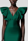 Black Sheath Formal Dress with Ruffle Sleeves