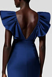 Black Sheath Formal Dress with Ruffle Sleeves