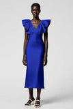 Black Sheath Formal Dress with Ruffle Sleeves