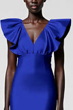 Black Sheath Formal Dress with Ruffle Sleeves