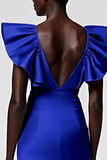 Black Sheath Formal Dress with Ruffle Sleeves