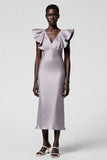 Black Sheath Formal Dress with Ruffle Sleeves