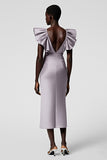 Black Sheath Formal Dress with Ruffle Sleeves