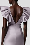Black Sheath Formal Dress with Ruffle Sleeves