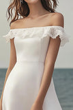 A Line Off The Shoulder Lace Midi Graduation Dress