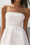 Ivory Strapless A Line Tiered Graduation Dress