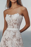 A Line Strapless Tiered Midi Lace Graduation Dress