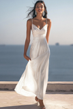 Glitter Ivory A Line Long Engagement Dress