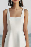 Ivory A Line Long Engagement Dress