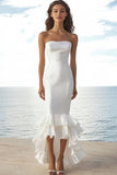 Strapless Mermaid Ivory Ruffled Wedding Dress