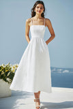 A Line Spaghetti Straps Ivory Graduation Dress