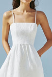 A Line Spaghetti Straps Ivory Graduation Dress