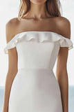 Mermaid Off The Shoulder Ivory Ruffled Graduation Dress