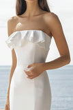Strapless Mermaid Ivory Wedding Dress with Ruffles