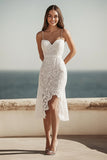 Lace Ivory Sheath Spaghetti Straps Graduation Dress