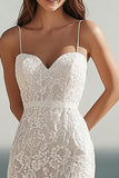 Lace Ivory Sheath Spaghetti Straps Graduation Dress
