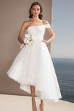One Shoulder Ivory A Line Graduation Dress